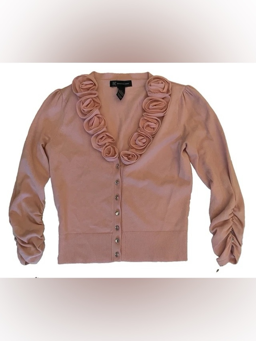 INC International Concepts Pink Rose-Trim Button Down Cardigan